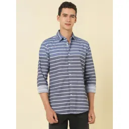 Allen Solly Blue Cotton Regular Fit Striped Shirt-picture-48