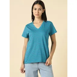Allen Solly Blue Cotton Regular Fit Striped T-Shirt-picture-43