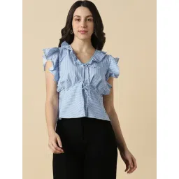 Allen Solly Blue Cotton Regular Fit Striped Top-picture-30