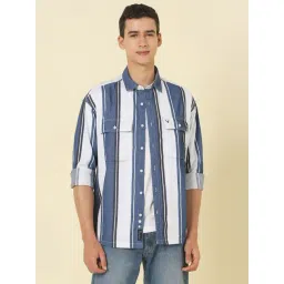 Allen Solly Blue Cotton Relaxed Fit Striped Shirt-picture-24