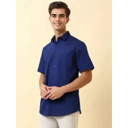 Allen Solly Blue Cotton Slim Fit Texture Shirt-picture-46