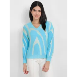 Allen Solly Blue Self Pattern Sweater-picture-48