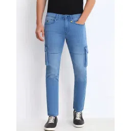 Allen Solly Blue Slim Fit Cargo Jeans-picture-38