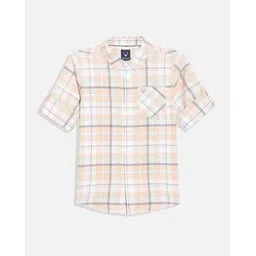 allen solly Boys Checked Slim Fit Shirt with Spread Collar-picture-49