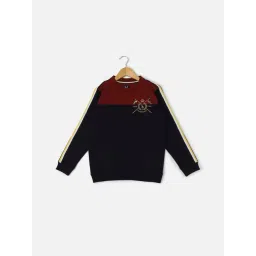 Allen Solly Boys Navy & Maroon Color Block Full Sleeves Sweatshirt-picture-19