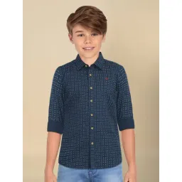 Allen Solly Boys Navy Cotton Polyblend Printed Shirt-picture-48