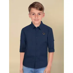 Allen Solly Boys Navy Cotton Solid Full Sleeves Shirt-picture-32