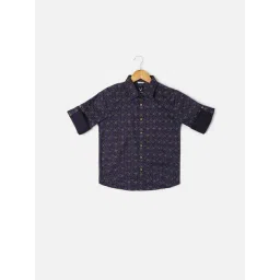 Allen Solly Boys Navy Printed Full Sleeves Shirt-picture-26