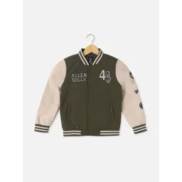 Allen Solly Boys Olive Color Block Full Sleeves Jacket-picture-34