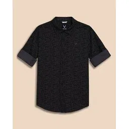 allen solly Boys Printed Slim Fit Shirt with Curved Hem-picture-37