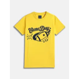 Allen Solly Boys Yellow Cotton Printed T-Shirt image 1