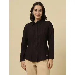 Allen Solly Brown Cotton Regular fit Stripes Shirt-picture-28