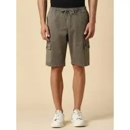 Allen Solly Brown Cotton Slim Fit Cargo Shorts-picture-29
