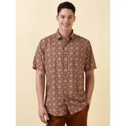 Allen Solly Brown Cotton Slim Fit Printed Shirt-picture-30
