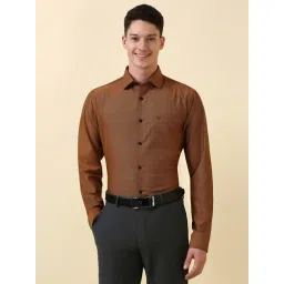 Allen Solly Brown Cotton Slim Fit Shirt-picture-11