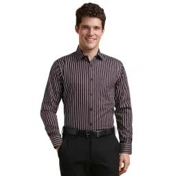 Allen Solly Brown Cotton Slim Fit Striped Shirt-picture-42