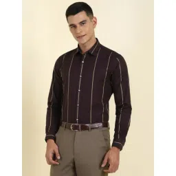 Allen Solly Brown Cotton Slim Fit Striped Shirt-picture-20