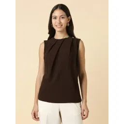Allen Solly Brown Polyester Solid Top-picture-45