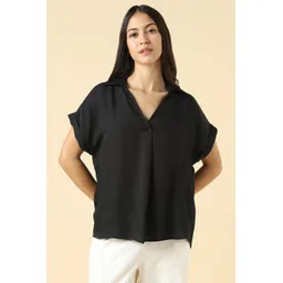 allen solly Casual Regular Sleeves Solid Women Black Top-picture-15