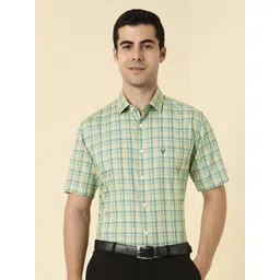 Allen Solly Checked Short Sleeves Spread Collar Cotton Opaque Slim Fit Formal Shirt-picture-28