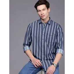 Allen Solly Custom Slim Fit Striped Pure Cotton Casual Shirt-picture-29