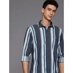 Allen Solly Custom Slim Fit Vertical Striped Casual Shirt-picture-22