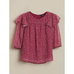 Allen Solly Girls Red Regular Fit Printed Top-picture-23