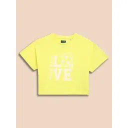 Allen Solly Girls Yellow Cotton Regular Fit Graphic Print T-Shirt-picture-42