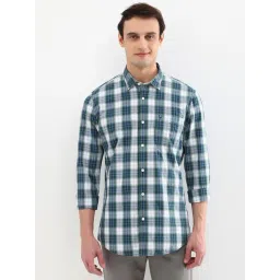 Allen Solly Green & White Cotton Regular Fit Checks Shirt-picture-39