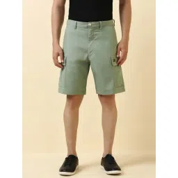 Allen Solly Green Cotton Regular Fit Cargo Shorts-picture-38