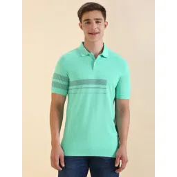 Allen Solly Green Cotton Regular Fit Self Pattern Polo T-Shirt-picture-41