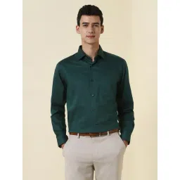 Allen Solly Green Cotton Regular Fit Solid Shirt-picture-10