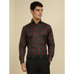 Allen Solly Green Cotton Slim Fit Checks Shirt-picture-18