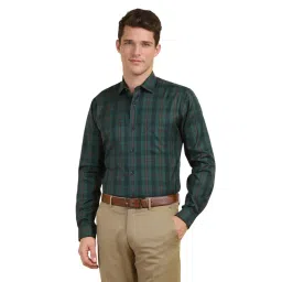 Allen Solly Green Cotton Slim Fit Checks Shirt-picture-32