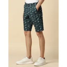 Allen Solly Green Cotton Slim Fit Printed Shorts-picture-33