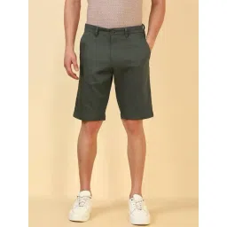 Allen Solly Green Cotton Slim Fit Texture Shorts-picture-25