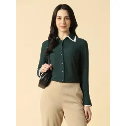 Allen Solly Green Polyester Solid Shirt-picture-24