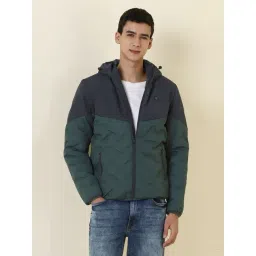 Allen Solly Green Regular Fit Colour Block Hooded Jacket-picture-23