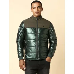 Allen Solly Green Regular Fit Colour Block Quilted Jacket-picture-32