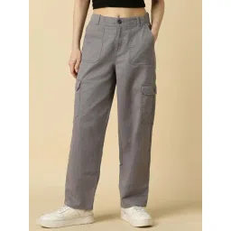 Allen Solly Grey Cotton Regular Fit Trousers-picture-16