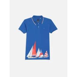 Allen Solly Kids Blue Printed Regular Fit Polo T-Shirt-picture-22