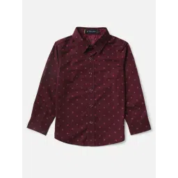 Allen Solly Kids Maroon Cotton Printed Full Sleeves Shirt-picture-42