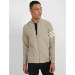 Allen Solly Light Beige Cotton Regular Fit Striped Bomber Jacket-picture-20