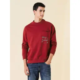 Allen Solly Maroon Cotton Loose Fit Graphic Sweatshirt-picture-47