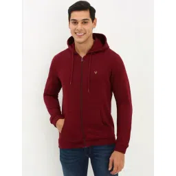 Allen Solly Maroon Cotton Regular Fit Hooded Sweatshirt-picture-11