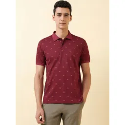 Allen Solly Maroon Cotton Regular Fit Printed Polo T-Shirt-picture-42
