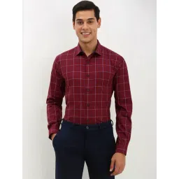 Allen Solly Maroon Cotton Slim Fit Checks Shirt-picture-33