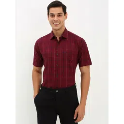 Allen Solly Maroon Cotton Slim Fit Checks Shirt-picture-31
