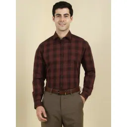 Allen Solly Maroon Cotton Slim Fit Checks Shirt-picture-41