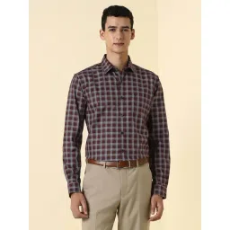 Allen Solly Maroon Cotton Slim Fit Checks Shirt-picture-44